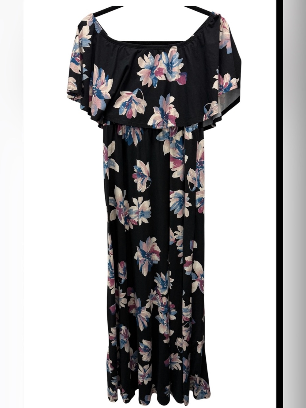 Hello Miz Maternity Floral Off Shoulder Bodycon Dress Black Pink Flower Sz(M) - Picture 3 of 6